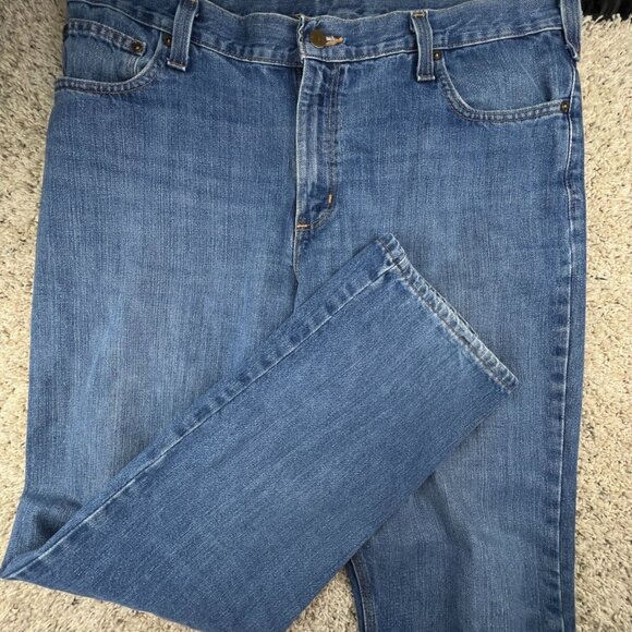 Carhartt Pants Mens Denim Jeans Traditional Fit Outdoors Pockets 38x32 - Picture 1 of 16